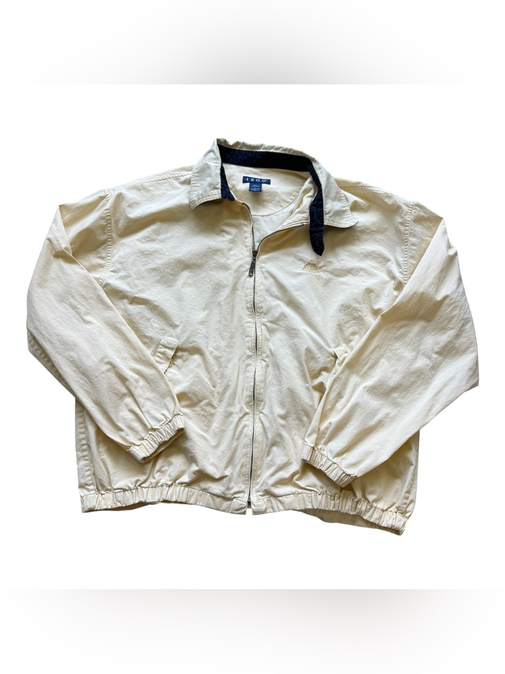 Vintage IZOD Harrington Jacket Yellow Cotton Full Zip Lightweight Golf Coat L